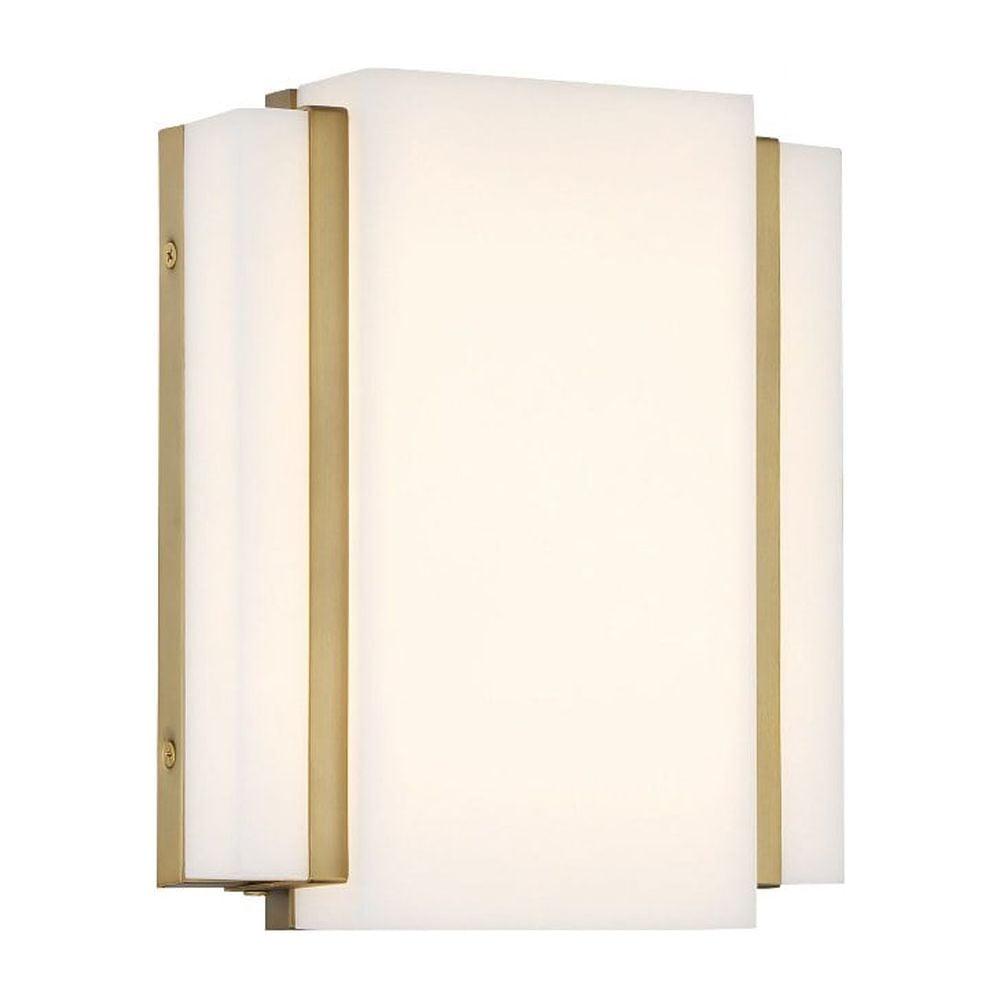 Soft Brass Dimmable LED Wall Sconce with White Faux Alabaster Shade