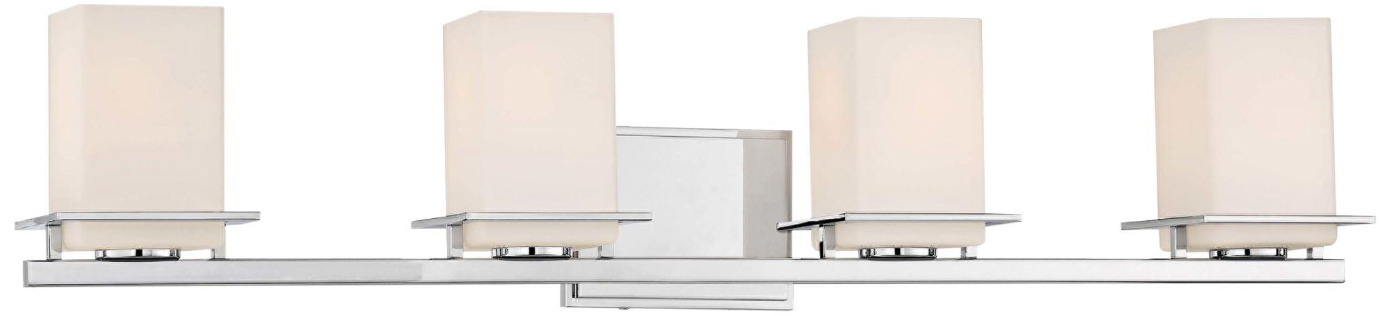 Tournee Chrome 4-Light Bath Vanity with Etched Opal Glass