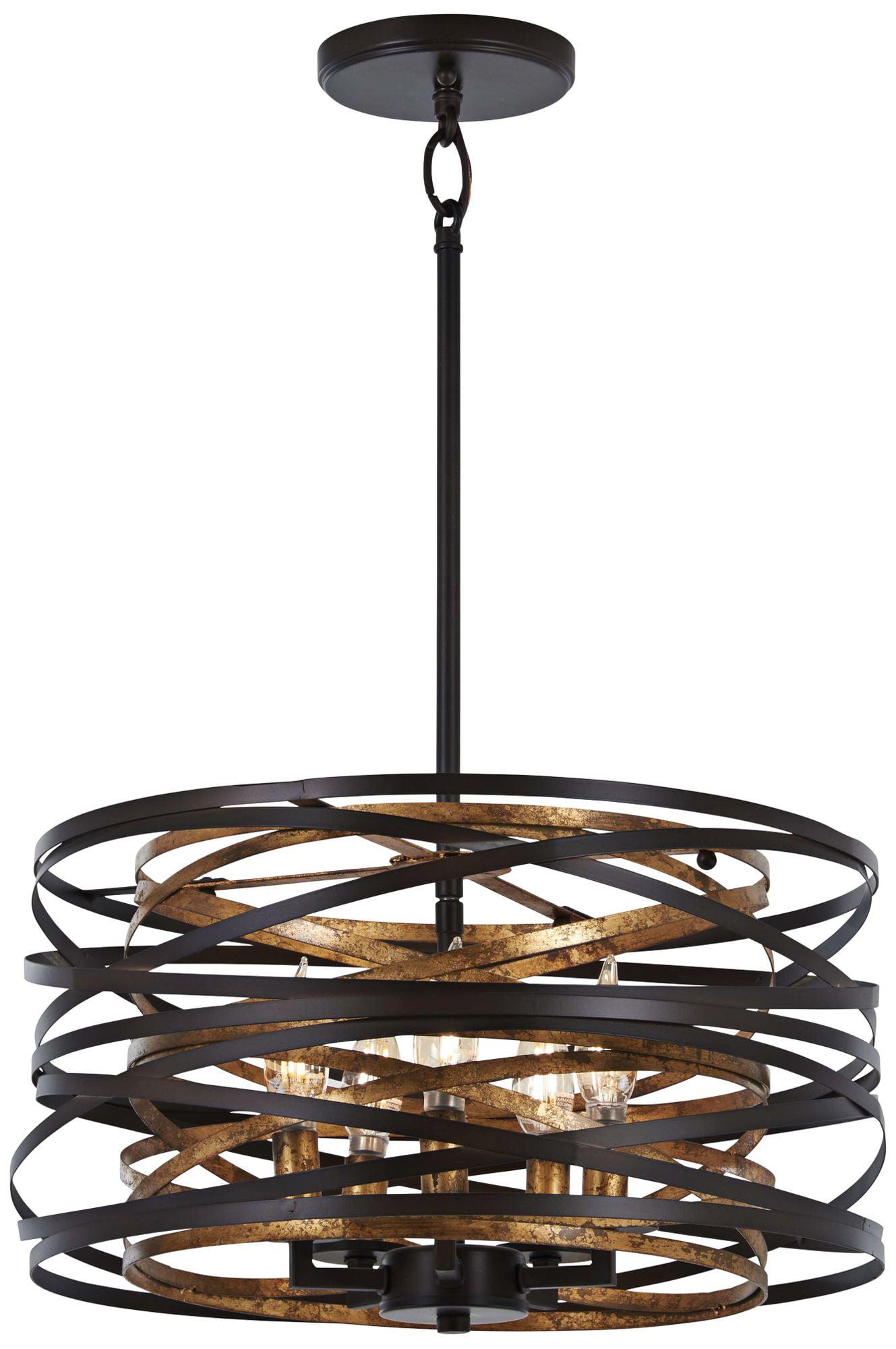 Minka Lavery Dark Bronze Mosaic Gold Pendant Chandelier 16" Wide Modern 5-Light Fixture for Dining Room House Foyer Kitchen Home