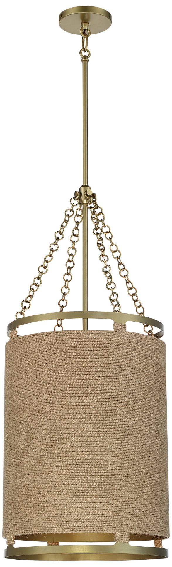 Windward Passage Soft Brass and Natural Rope 4-Light Adjustable Pendant