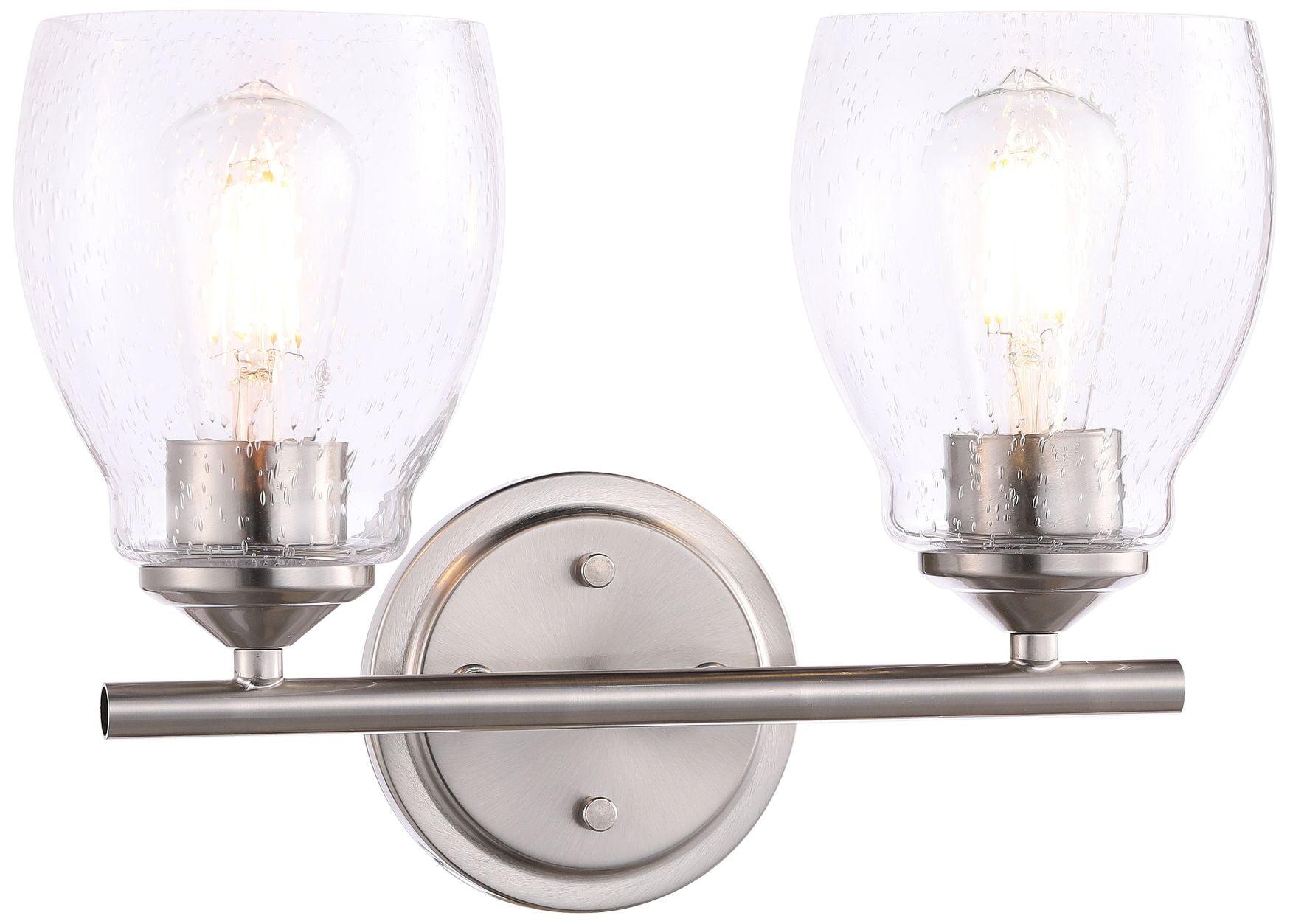 Winsley Brushed Nickel 2-Light Wall Sconce with Clear Seeded Glass