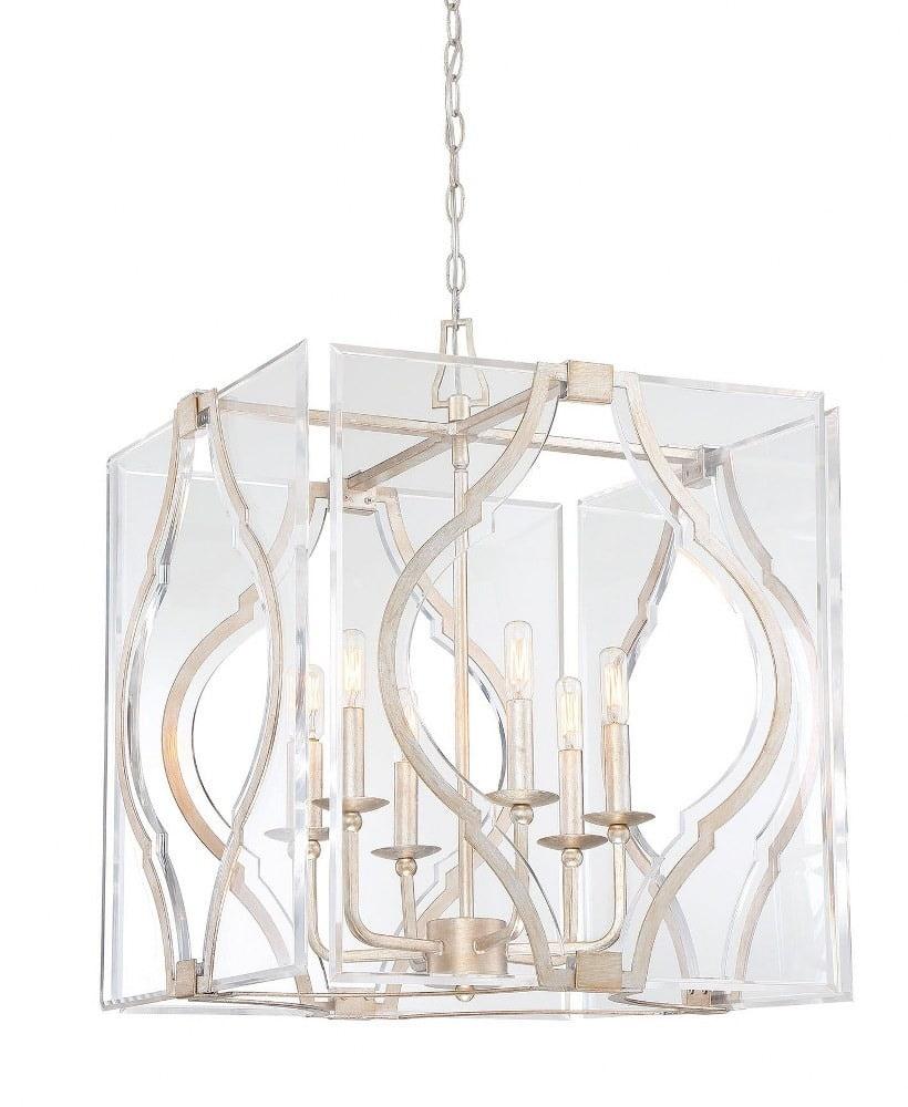 Brenton Cove Gold Mist Leaf 6-Light Square Chandelier