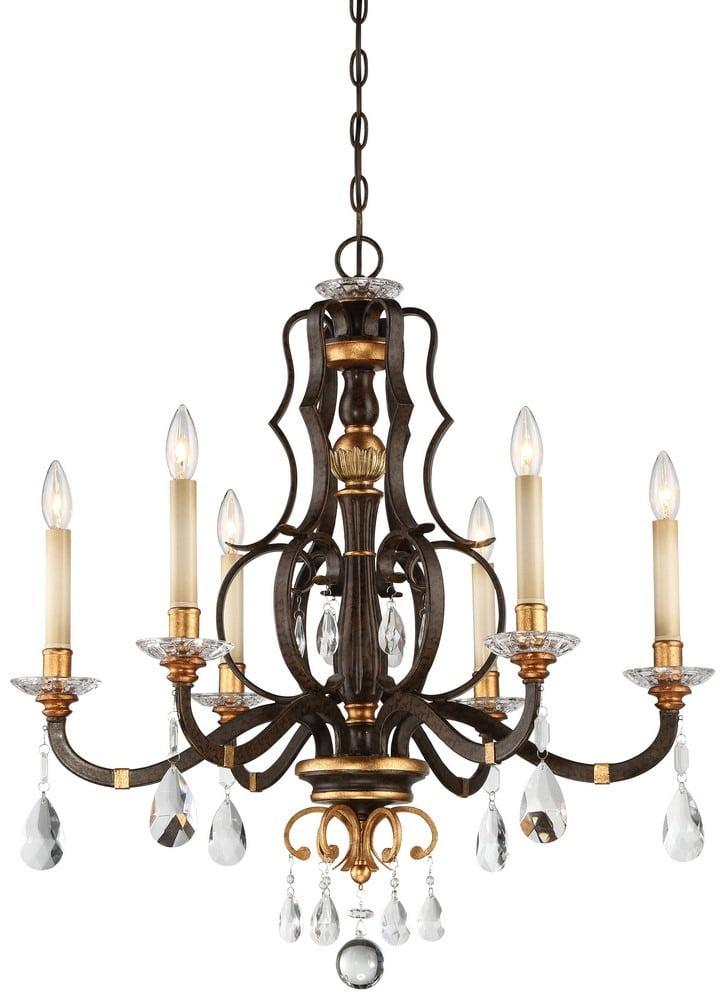 Raven Bronze and Gold 6-Light Adjustable Chandelier