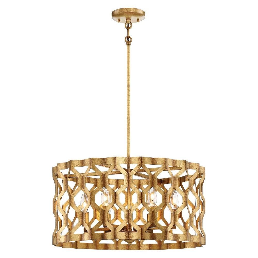 Pandora Gold Leaf 5-Light Indoor/Outdoor Drum Chandelier