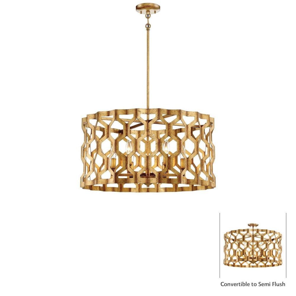 Metropolitan Coronade 6-Light Pandora Gold Leaf Drum Chandelier