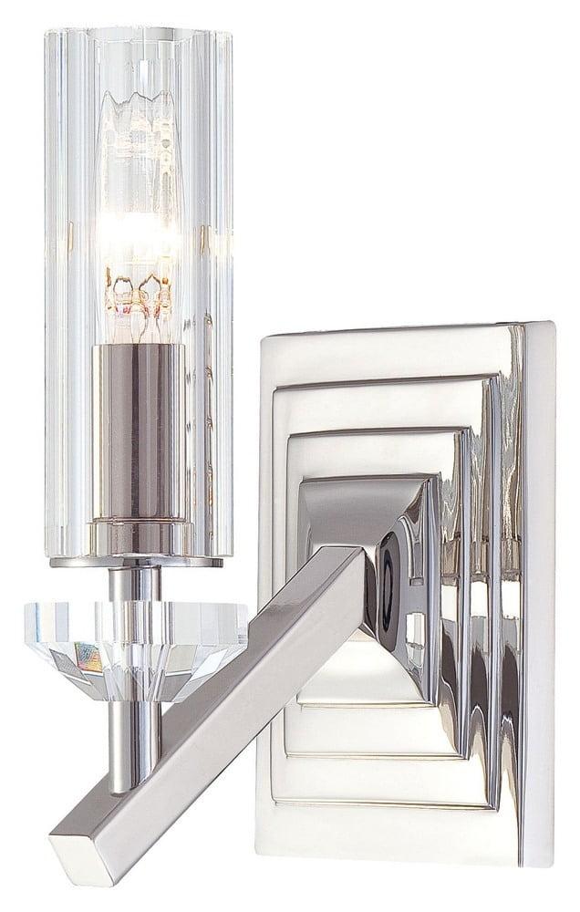 Elegant Eidolon Crystal Glass & Polished Nickel Dimmable Sconce