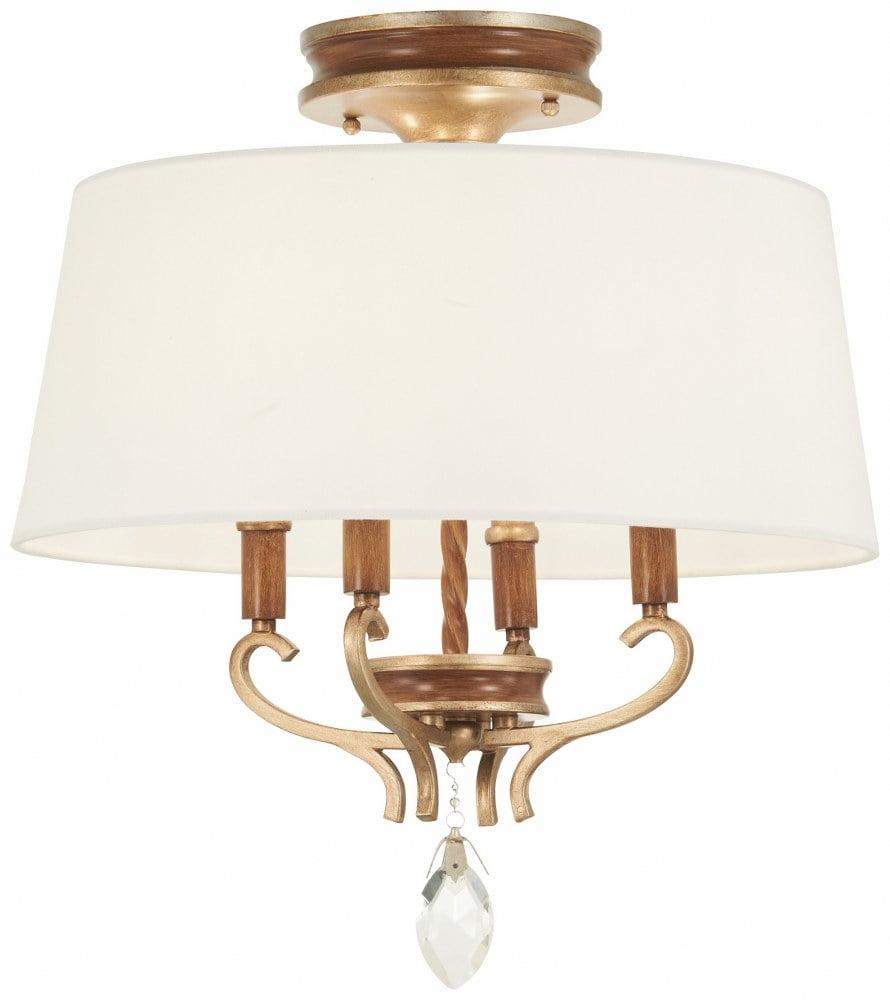 Magnolia Manor 4-Light Semi-Flush Mount in Pale Gold and Distressed Bronze