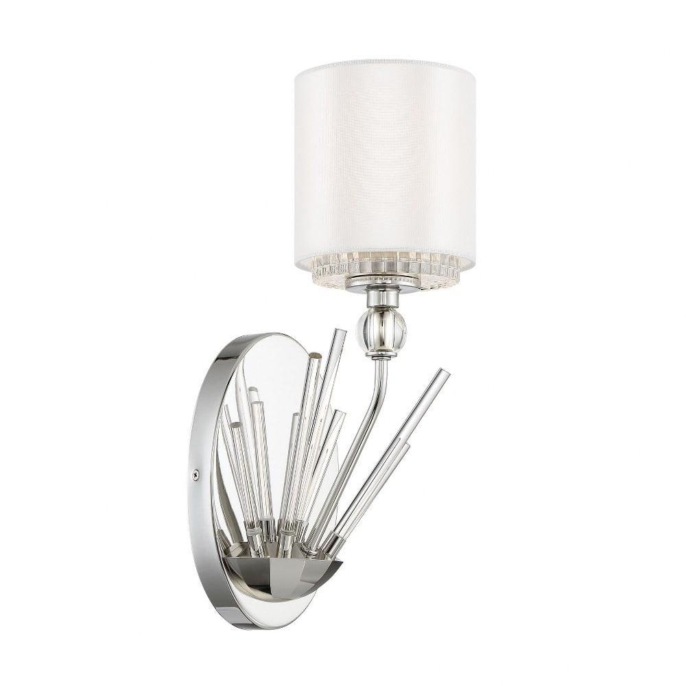 Sutton 16'' Polished Nickel Cylinder Sconce with White Silk Shade