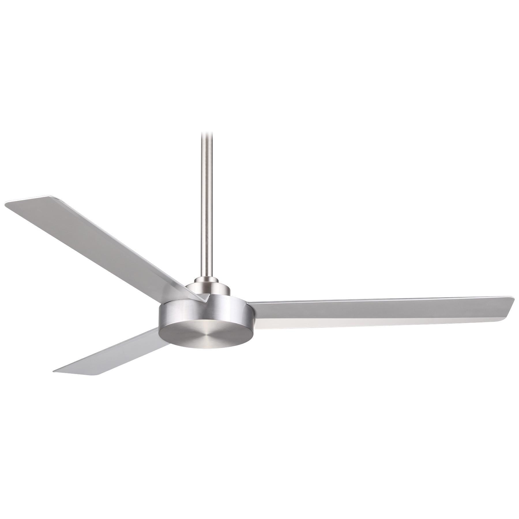 52" Minka Aire Modern 3 Blade Indoor Ceiling Fan Brushed Aluminum Silver for Living Room Kitchen Bedroom Family Dining House Home