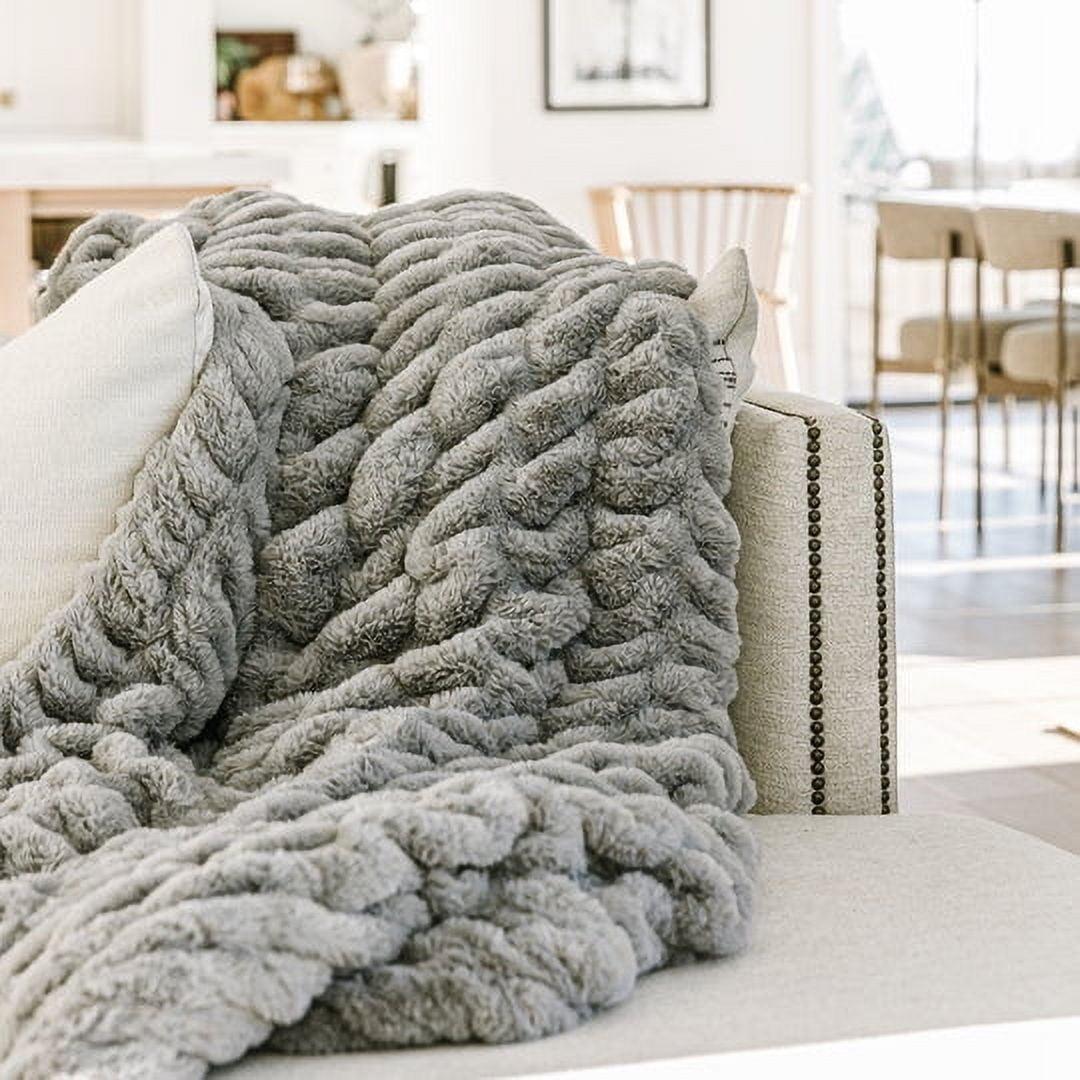 Minky Designs Luxurious Minky Blankets | Super Soft, Fuzzy, and Fluffy Faux Fur | Preppy Couch Covers & Throw Blankets | Ideal for Adults, Kids, Teens | Perfect Gift (Chic | Ash Gray)