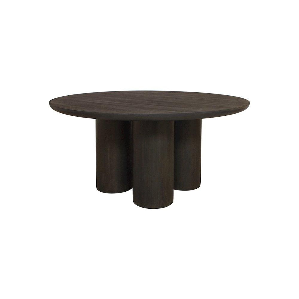 Minoa 63'' Dark Brown Solid Wood Round Dining Table