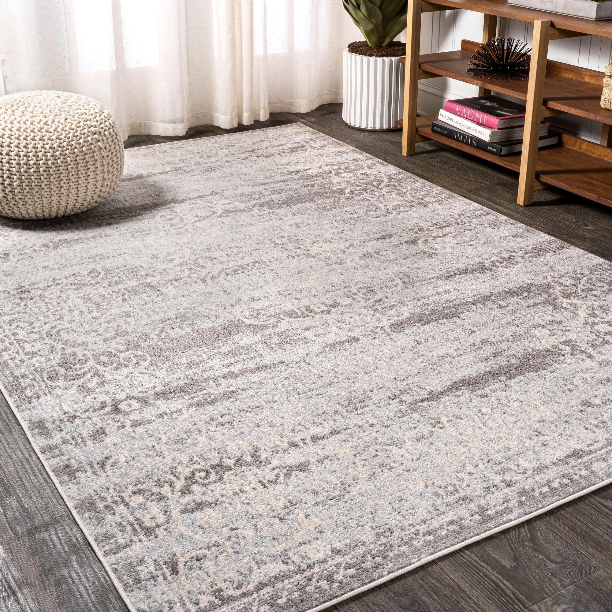 Light Gray/Cream Medallion 4' x 6' Reversible Synthetic Rug