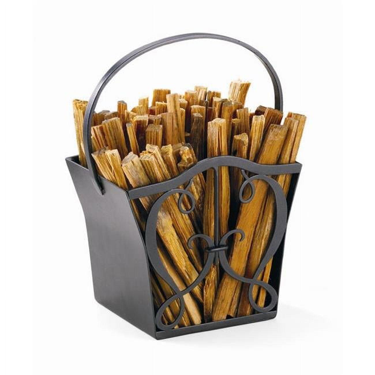 Graphite Wrought Iron Fatwood Caddy with Decorative Design