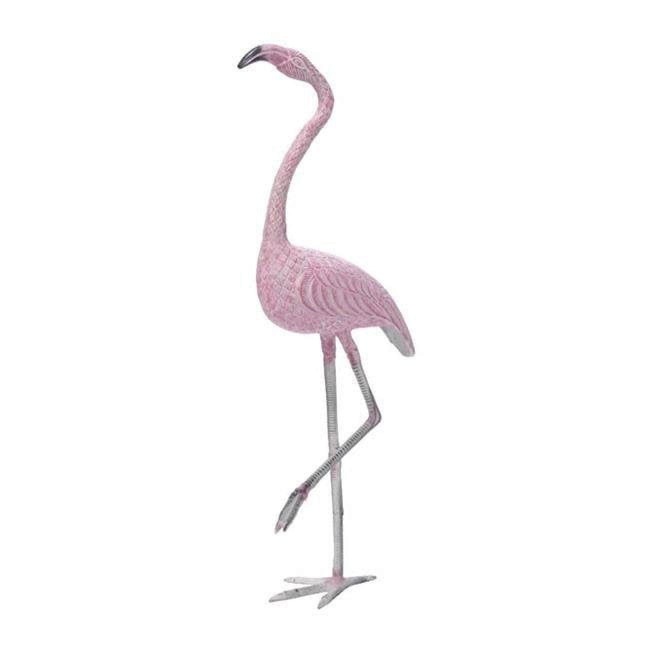 Pink and White Cast Aluminum Flamingo Garden Statue