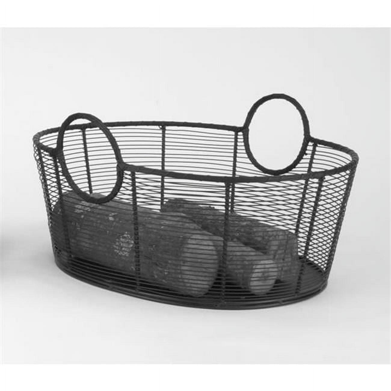 25.5" Large Hand-Woven Steel Harvest Basket: Sturdy O-Handles, Solid Base - ACHLA Designs
