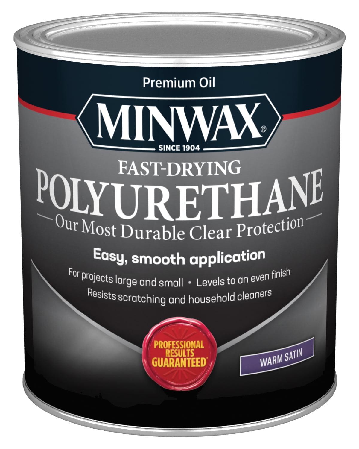 Minwax 63010444 Fast-Drying Polyurethane, Warm Satin, Clear, 1 Quart, (1 Piece, 1 Pack)