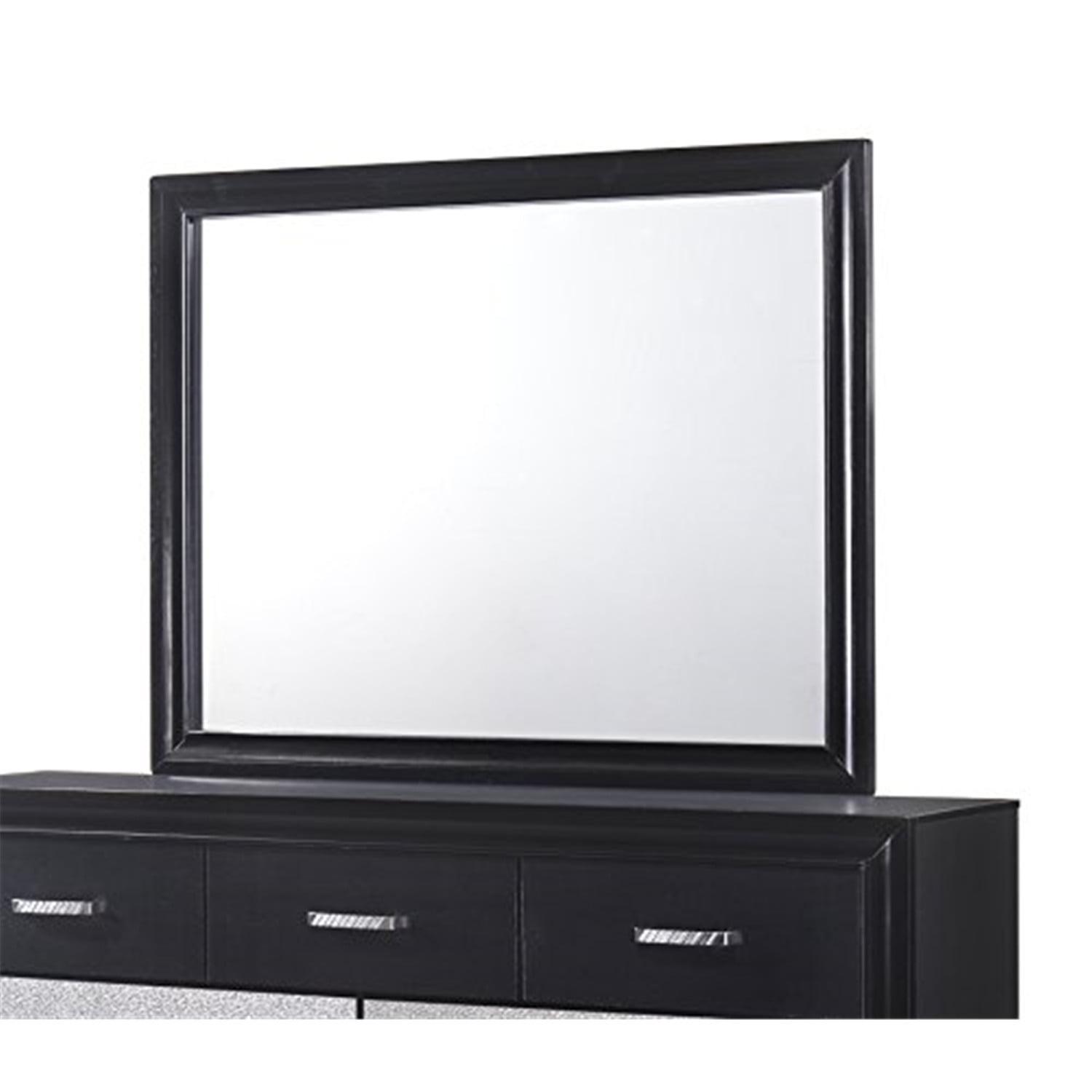 Classic Linear Black Wood Rectangular Dresser Mirror