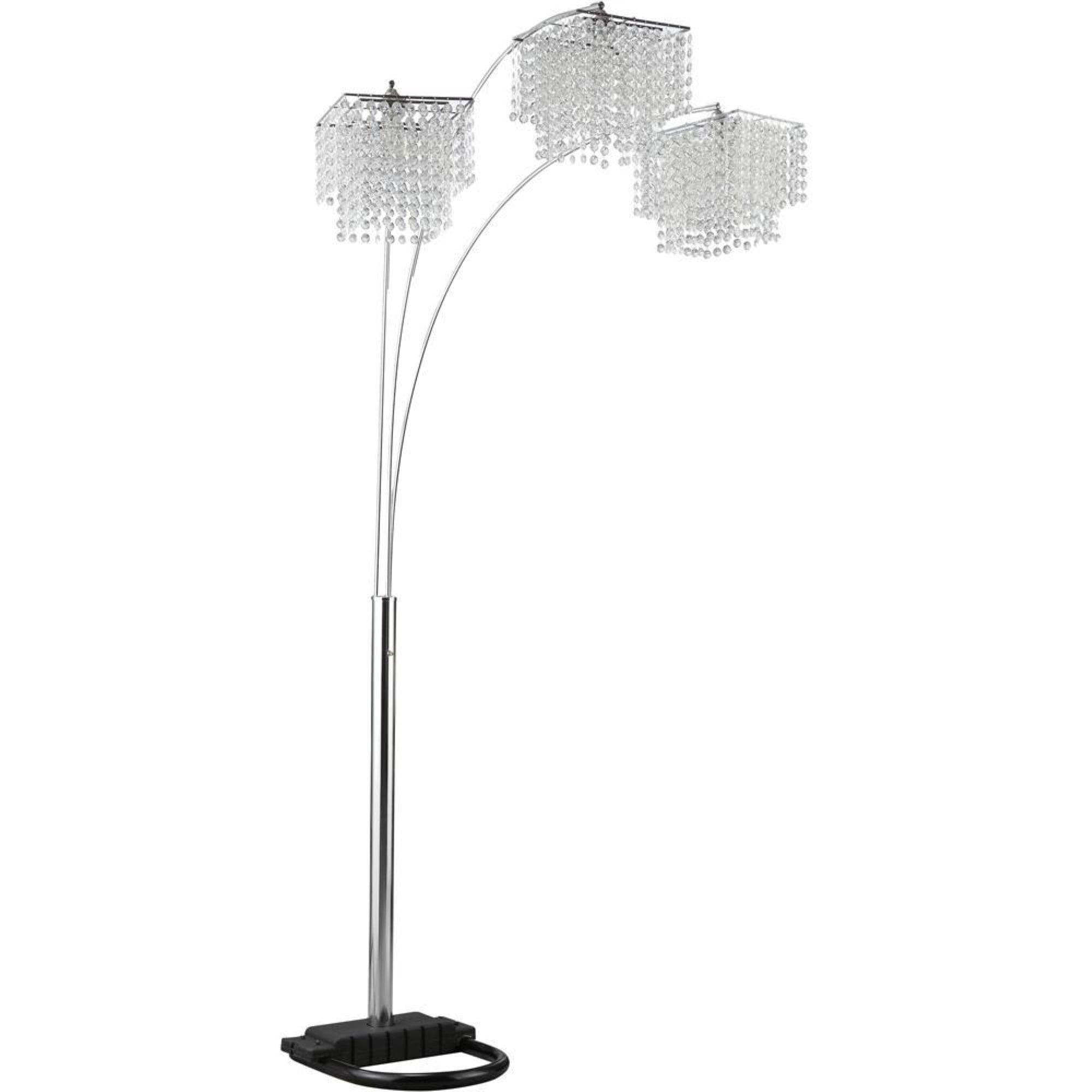 Miriam 3-Light Black and Chrome Arc Floor Lamp