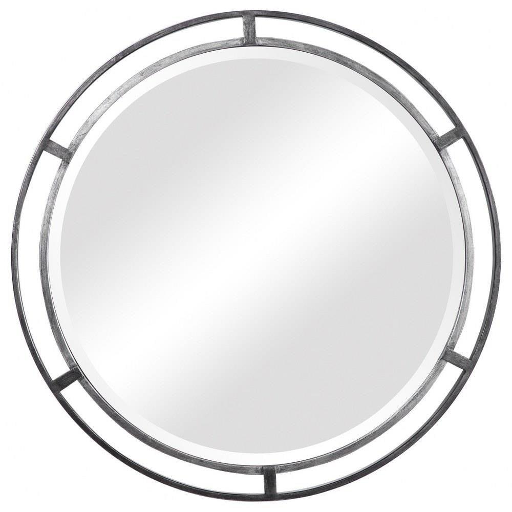 Hurst Hills 30" Round Dual-Tone Silver Iron Vanity Mirror