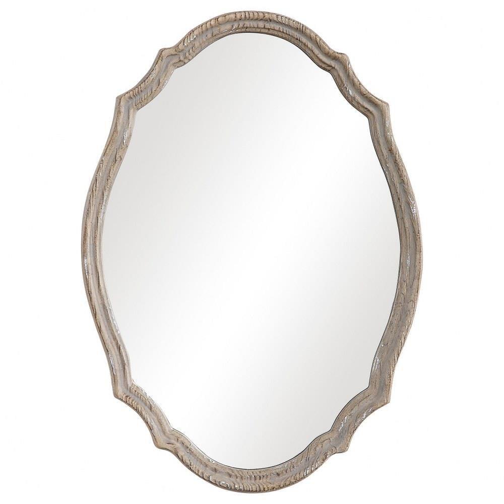 Natural Wood and Ivory 34" x 24" Rectangular Mirror