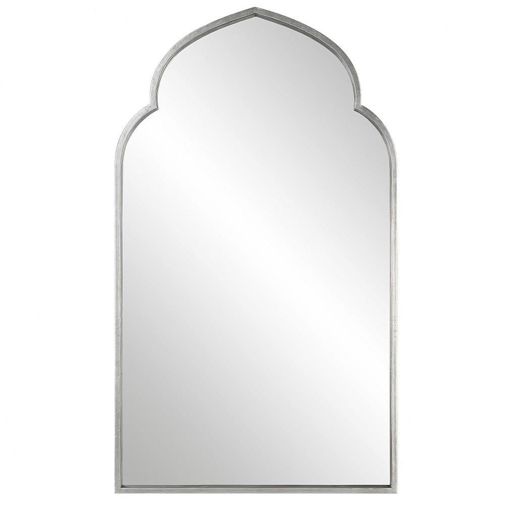 Elegant Full-Length Moroccan Style Wall Mirror in Soft Silver and Gold