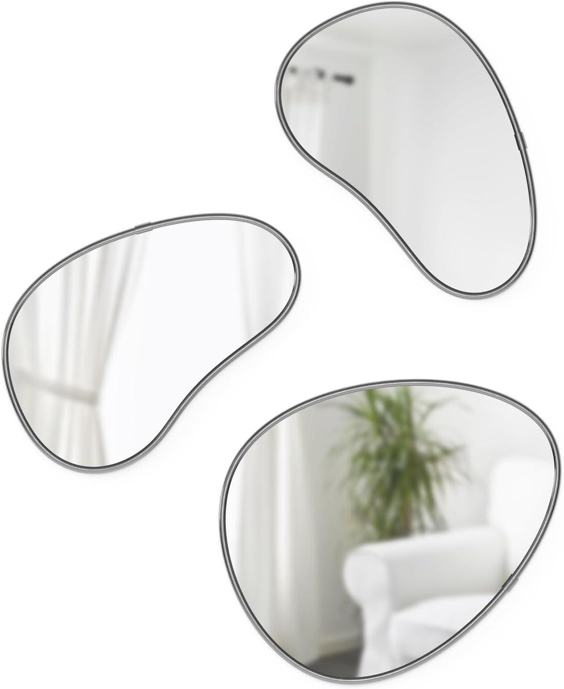 Set of 3 Organic-Shaped Metallic Frame Mirrors