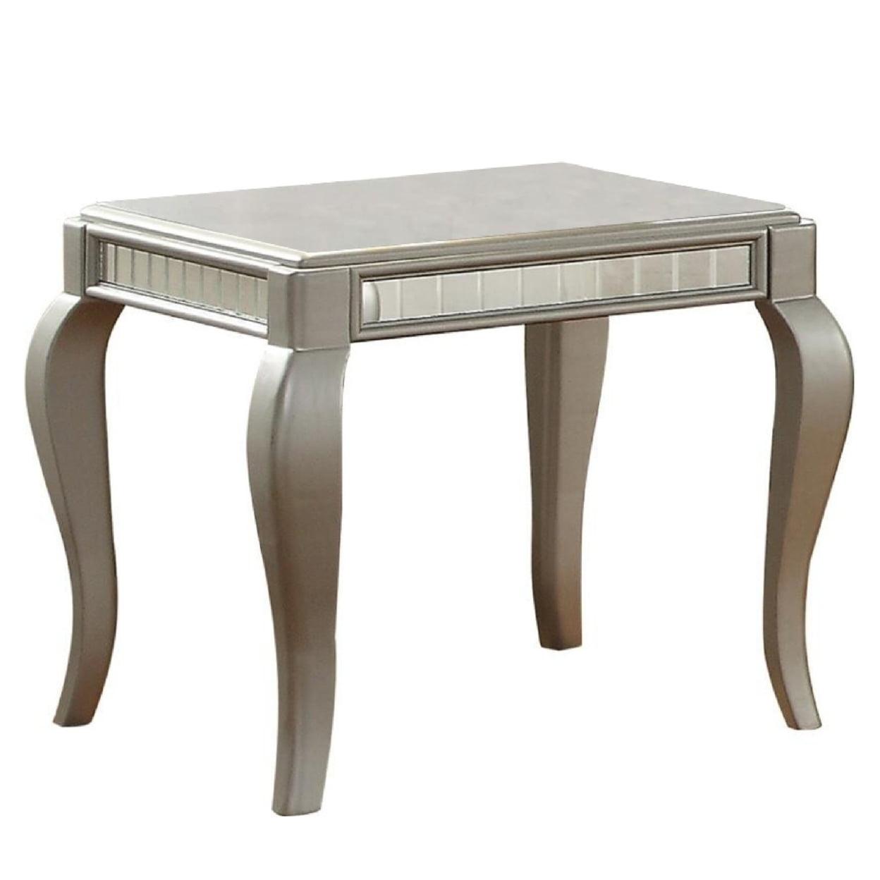 Francesca 25" Silver Wood and Glass End Table