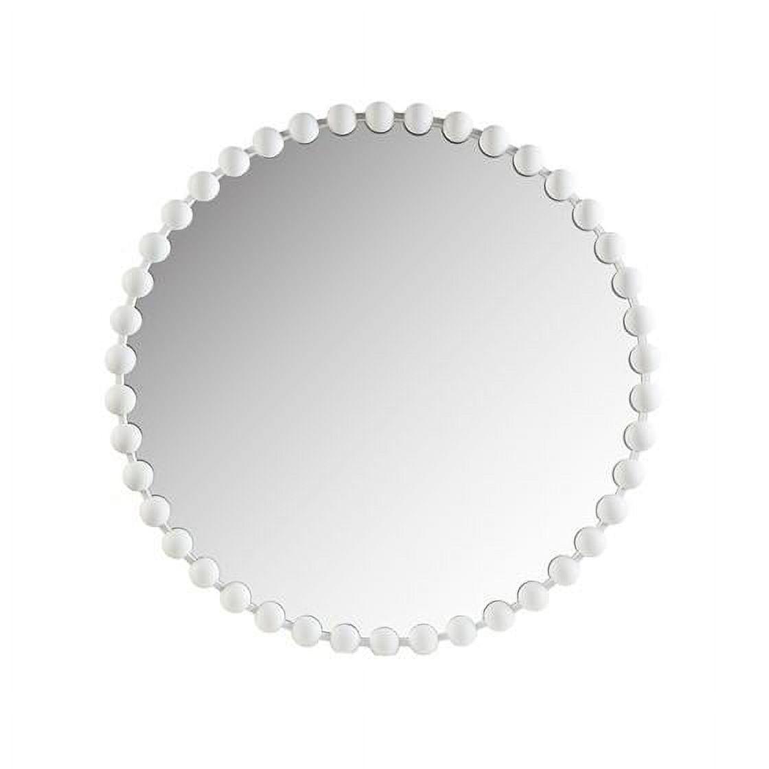 Elegant Marlowe 36" Round White Beaded Wall Mirror