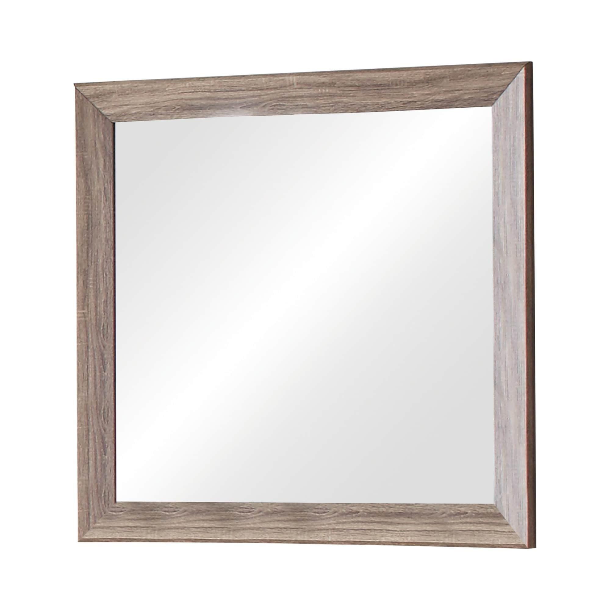 Washed Brown Rectangular Wood Framed Mirror