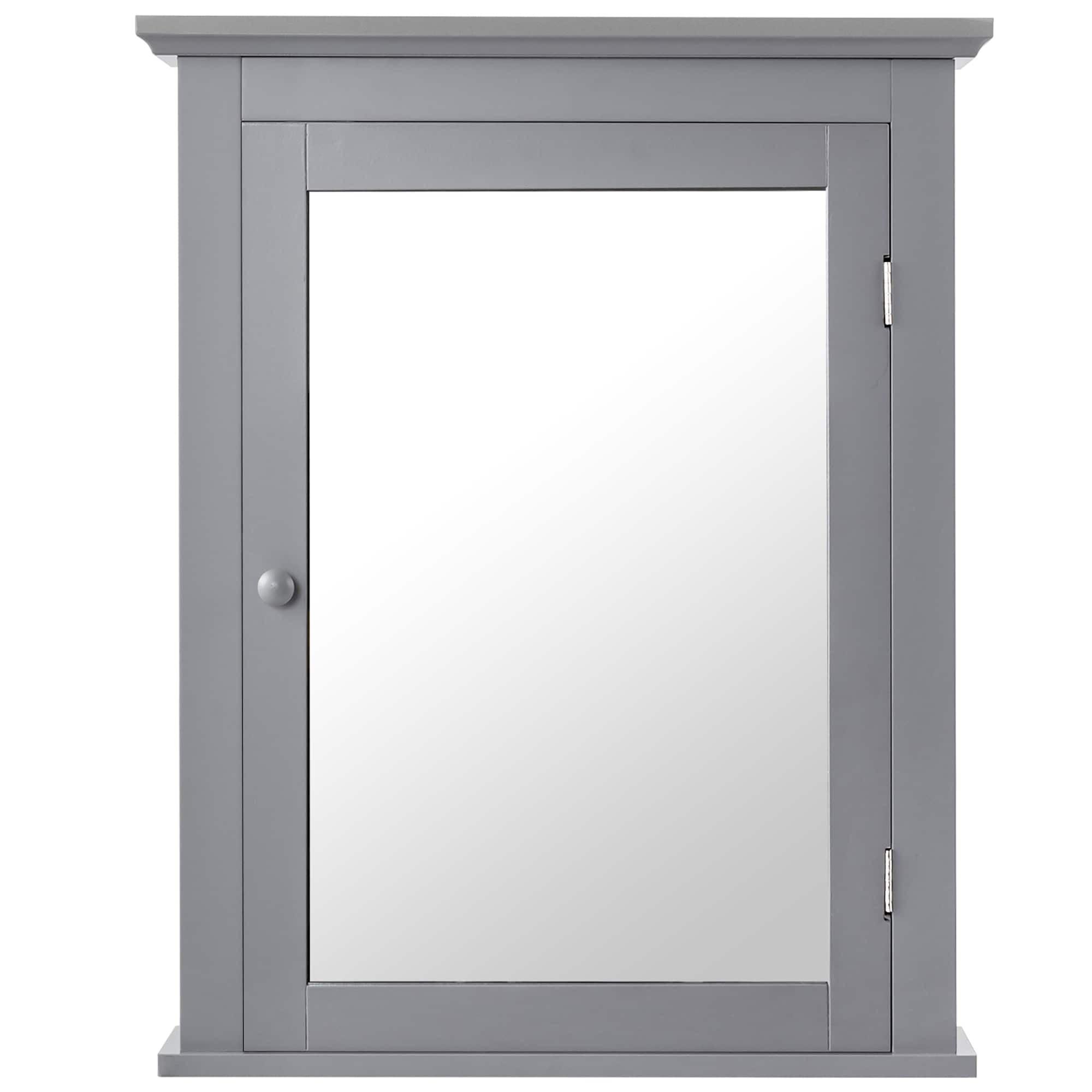Mirrored Wall Mounted Bathroom Cabinet Storage Cabinet with Door Grey
