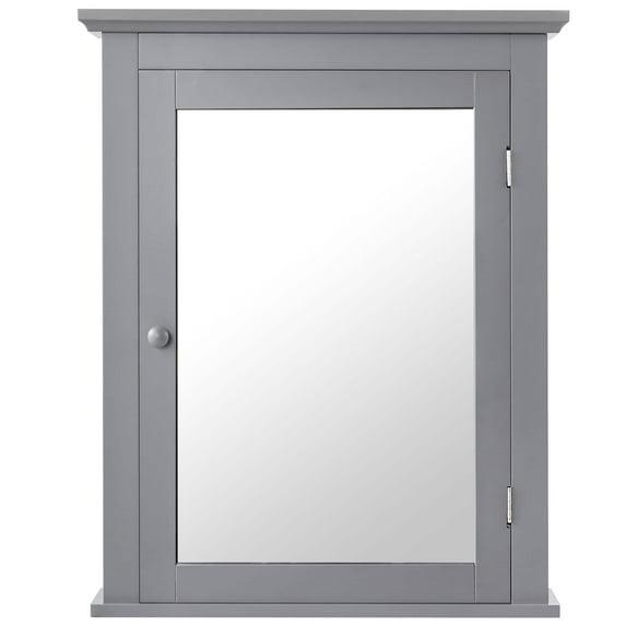 Mirrored Wall Mounted Bathroom Cabinet Storage Cabinet with Door Grey