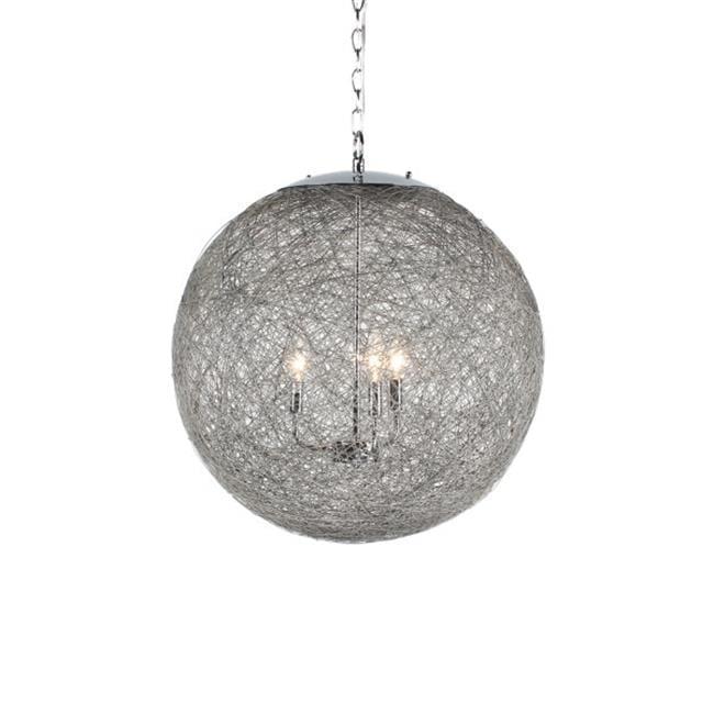 Chrome Orb 3-Light Chandelier with Mesh Design