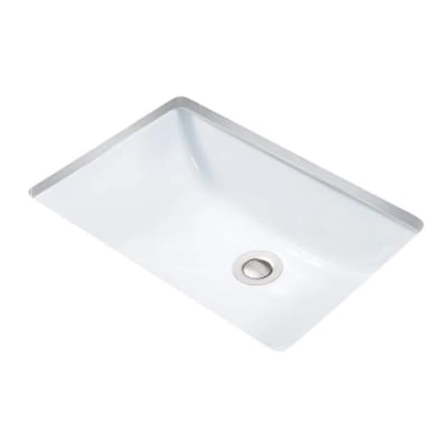 White Rectangular Ceramic Undermount Bathroom Sink with Overflow