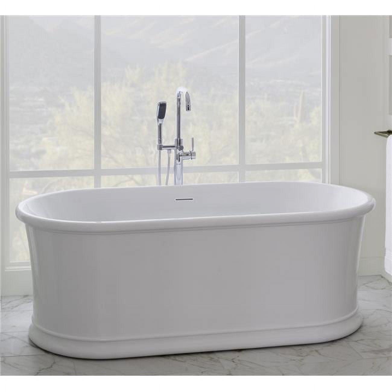 66-Inch White Acrylic Free Standing Oval Soaking Tub