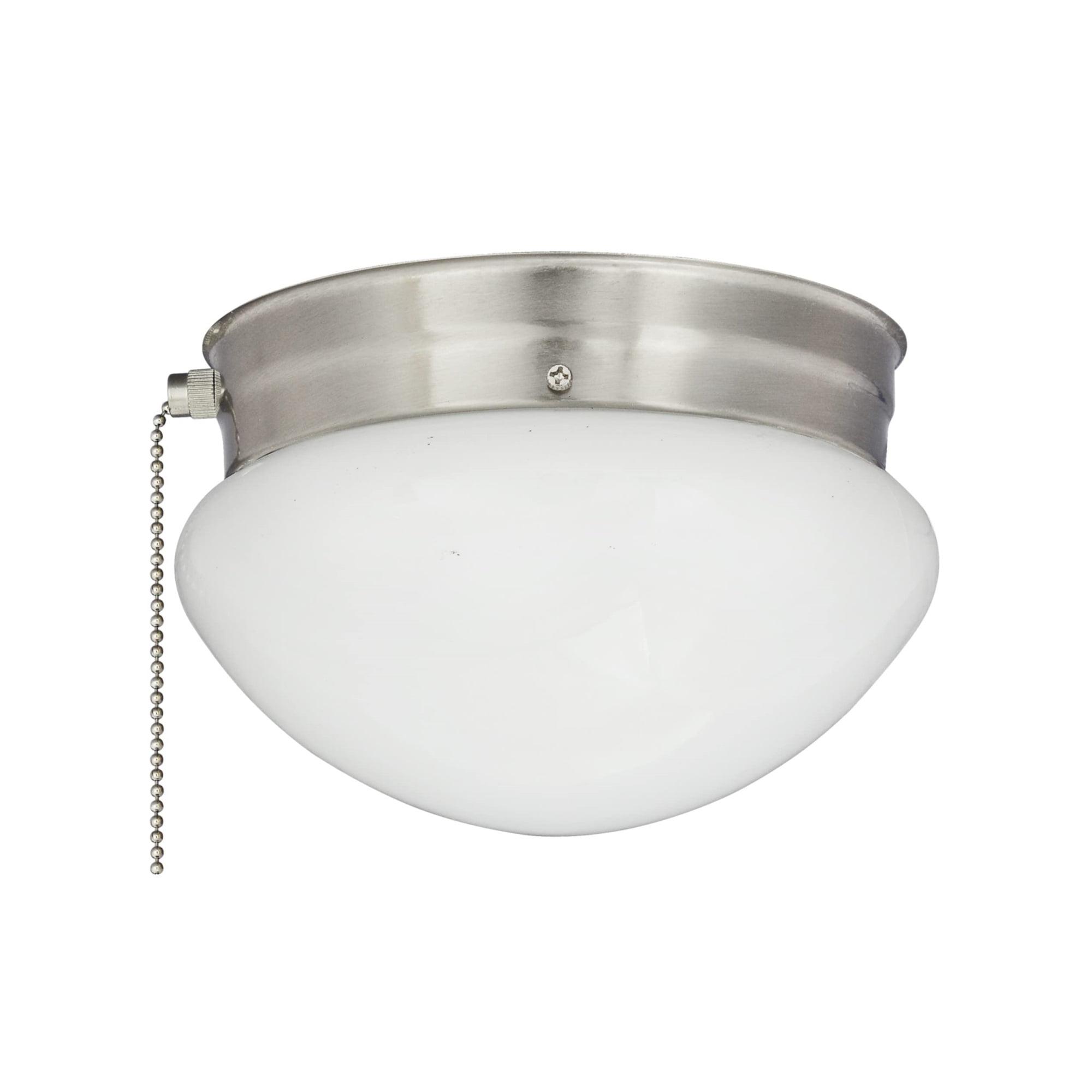 Transitional 8" Frosted Glass Bowl Ceiling Fixture in Brushed Nickel