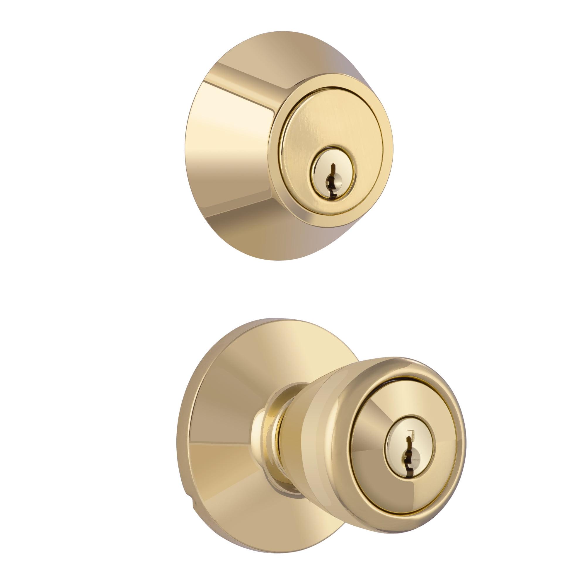 Polished Brass Tulip Single Cylinder Keyed Entry Door Knob Set