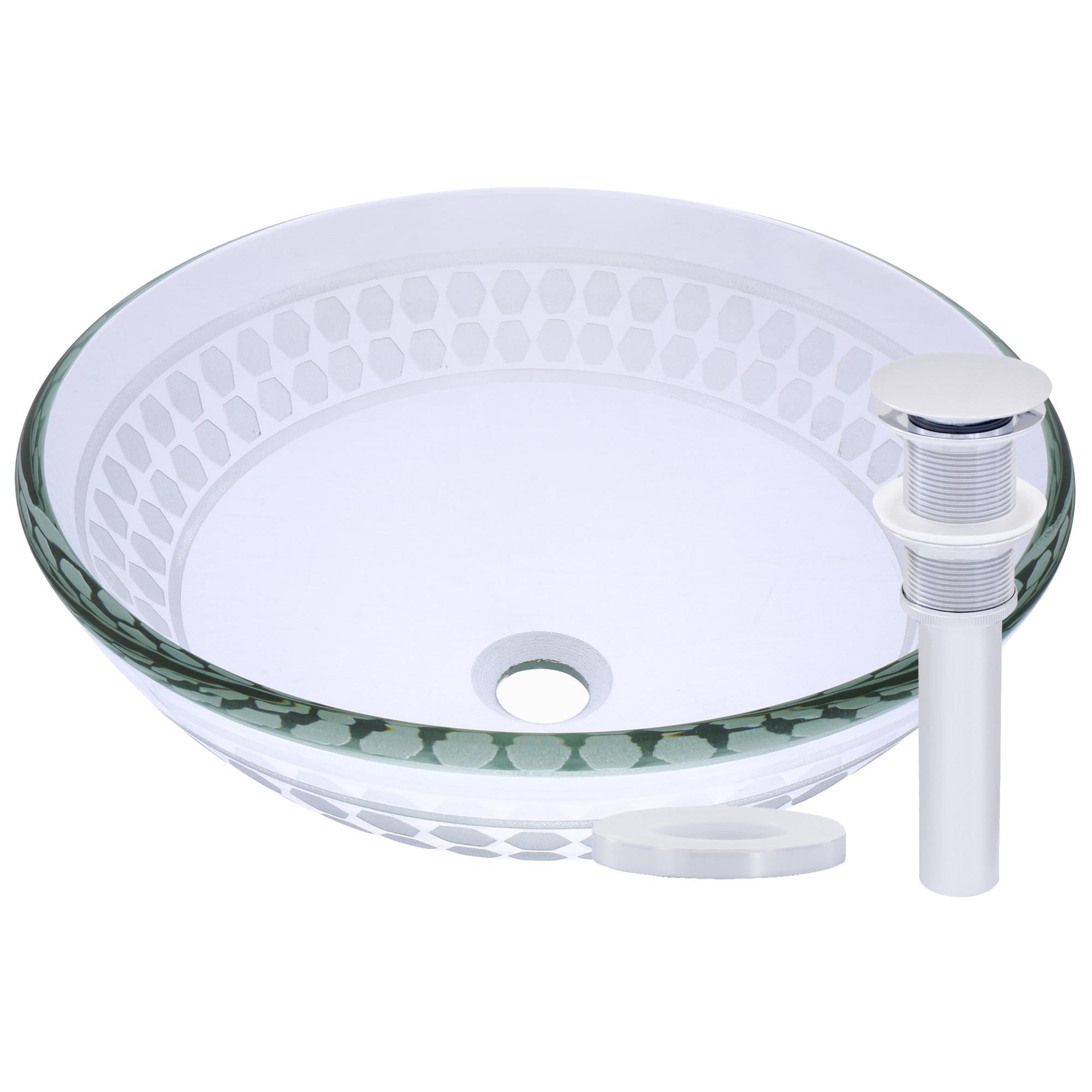 Miseno MNO-851-PC Circular 16-1/2" Glass Bathroom Sink; Polished Chrome Drain