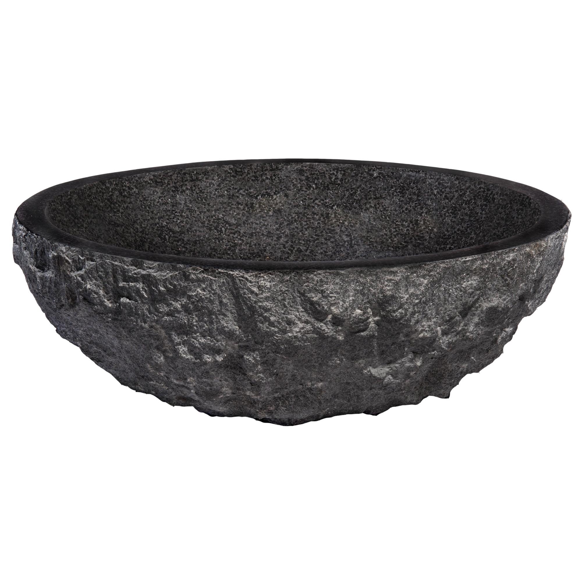 Circular 17" Black Granite Vessel Bathroom Sink