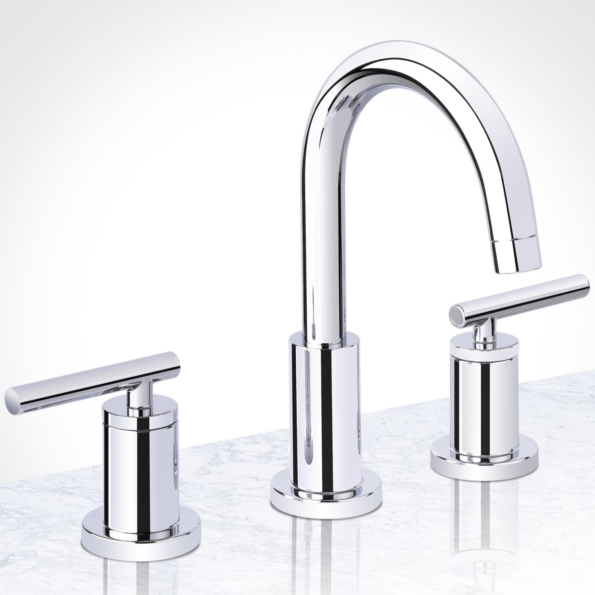 Mia Polished Chrome Widespread Bathroom Faucet with Lever Handles