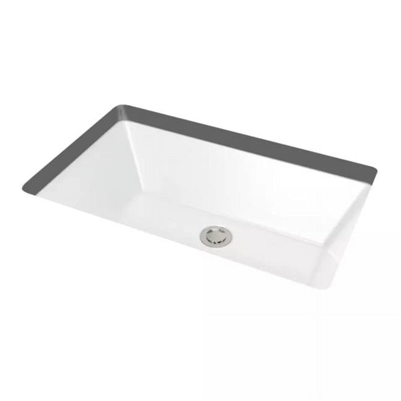 White Rectangular 21" Ceramic Undermount Bathroom Sink