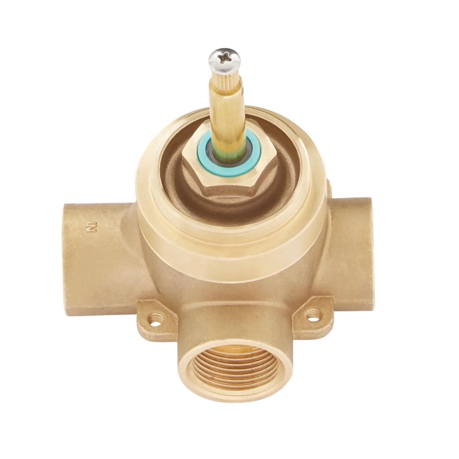 Gold 1/2" Brass 3-Way In-Wall Diverter Valve