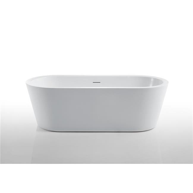 Miseno MNO7132SFSO 71 in. Free Standing Acrylic Soaking Tub with Center, White