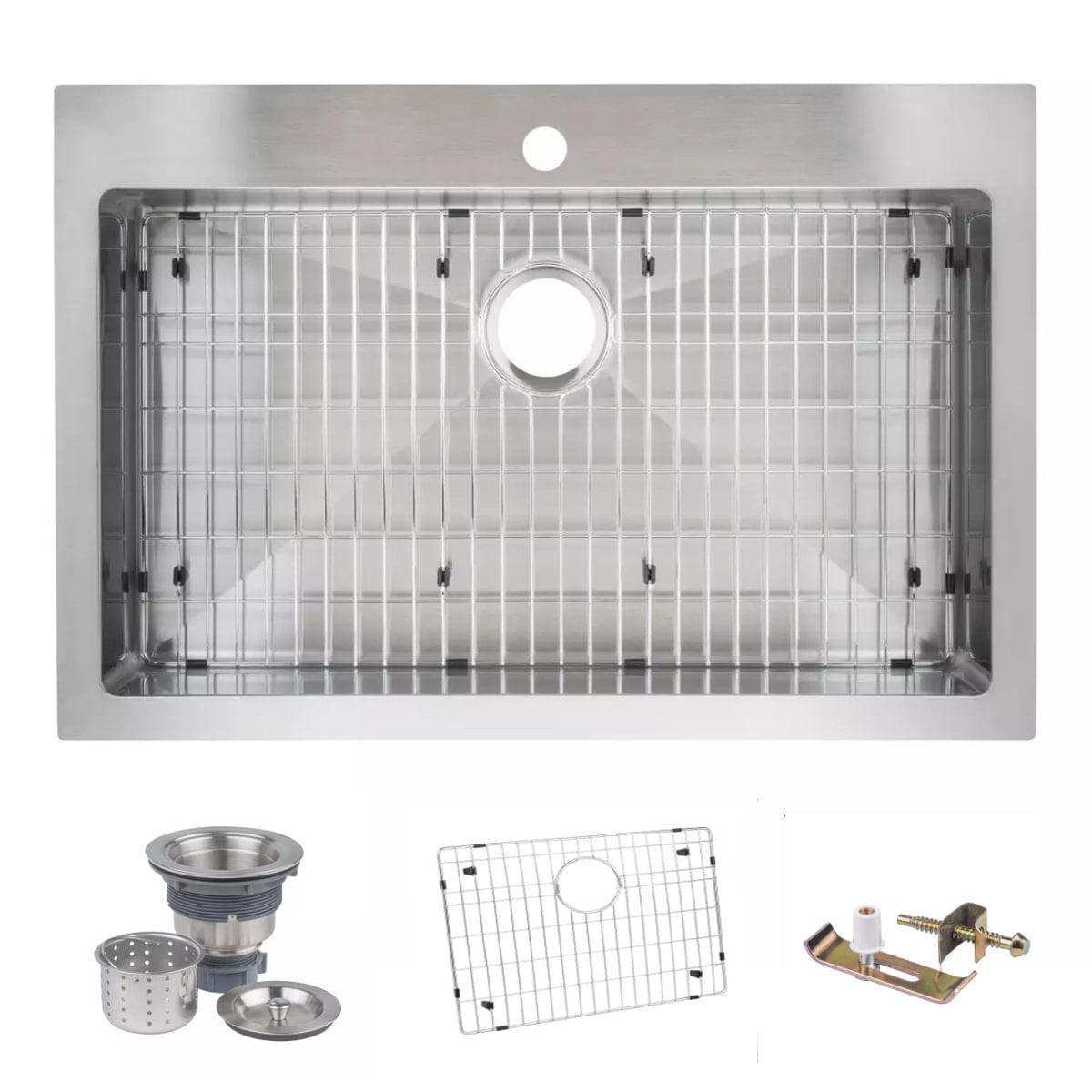 33" Stainless Steel Drop-In Single Basin Kitchen Sink