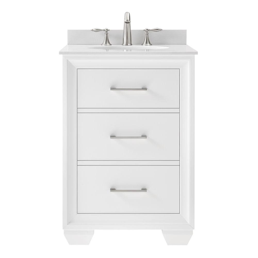 24" Pure White Freestanding Single Vanity with Cultured Marble Top