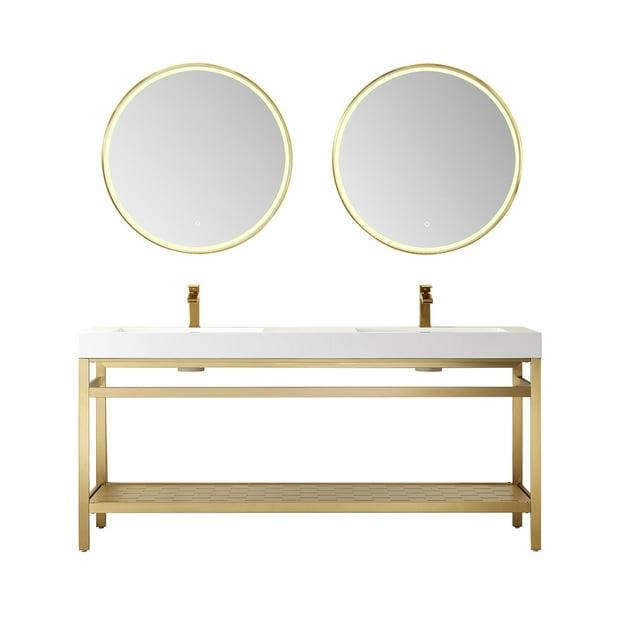 Miseno Mv702872 Ablitas 72" Free Standing Double Basin Vanity Set - Brushed Gold / White