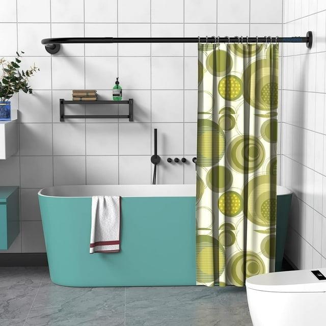 Misounda Shower Rod Adjustable L Shaped Shower Curtain Rod Drilling Install 304 Stainless Steel Curved Shower Rods 35.5-47.2×35.5-47.2 With 24 Rings For Bathroom,Bathtub,Fitting Room -Black