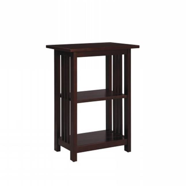 Espresso Cherry Wood Small 2-Shelf End Table