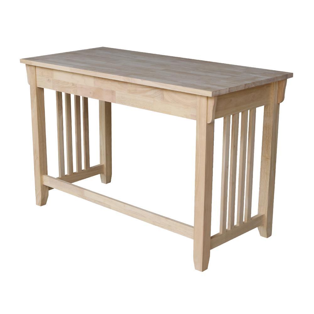 Mission Computer Desk - Unfinished - International Concepts: Hardwood Frame, 48" Writing Desk with Drawer, Adult Assembly Required