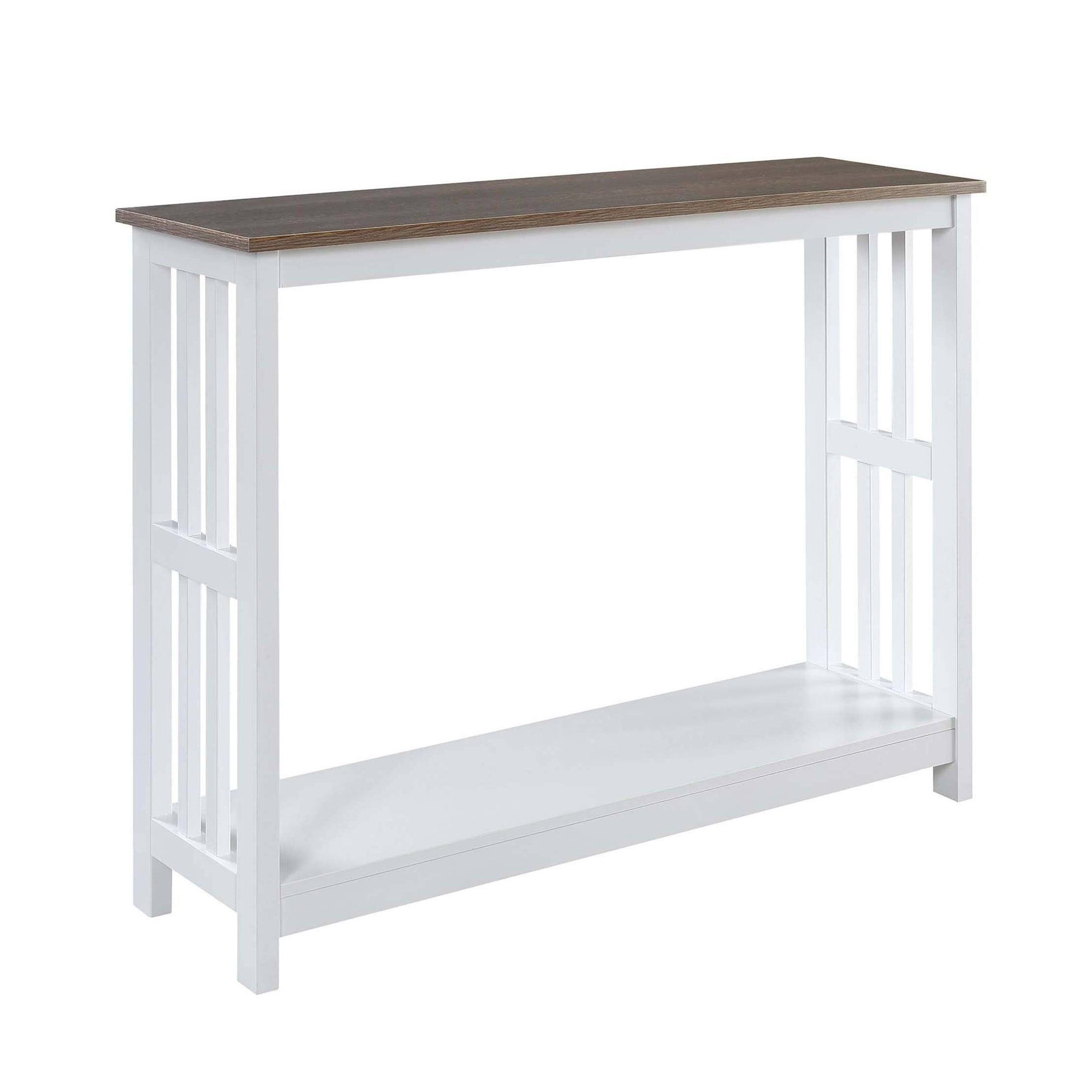 Driftwood and White Mission Console Table with Storage Shelf