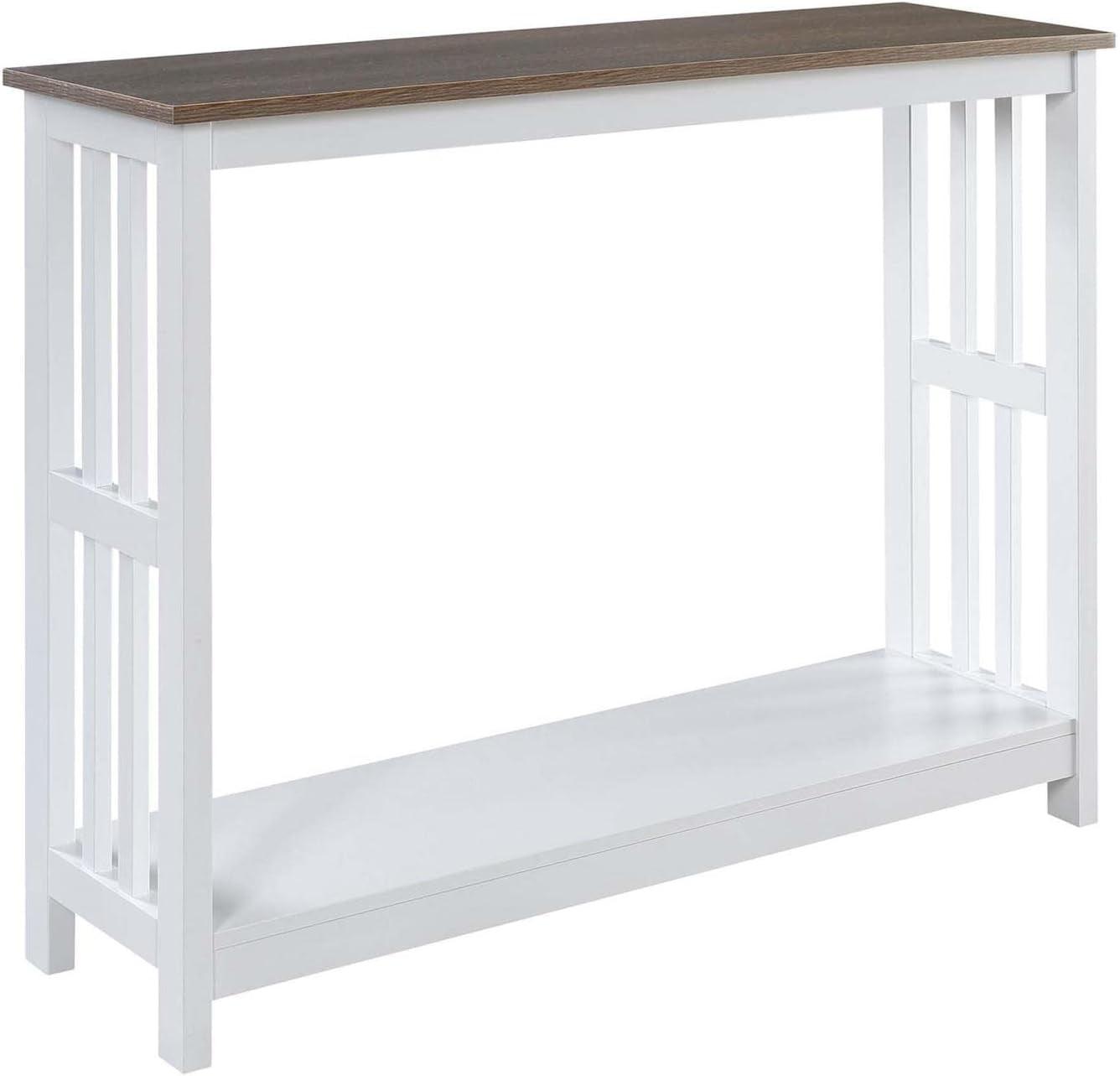 Driftwood and White Mission Console Table with Storage Shelf